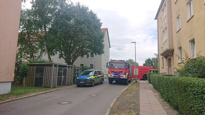 Feuerwehreinsatz in der Predigerstra&szlig;e in Nordhausen