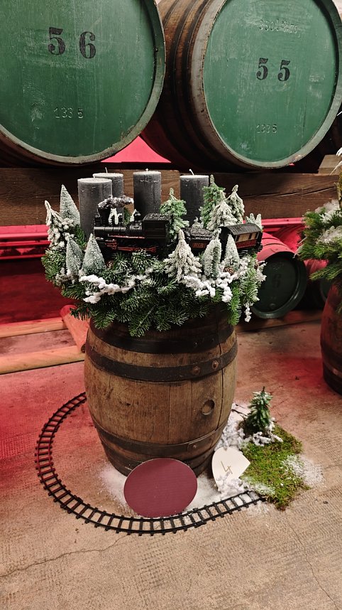 Adventskranz zum Thema Eisenbahn