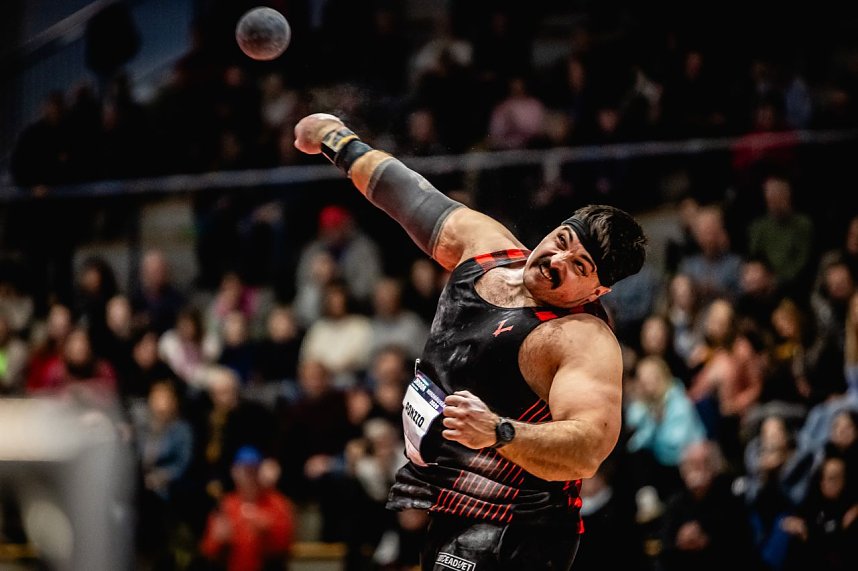 Der M&auml;nnerwettkampf beim 17. Kugelsto&szlig;-Indoor.