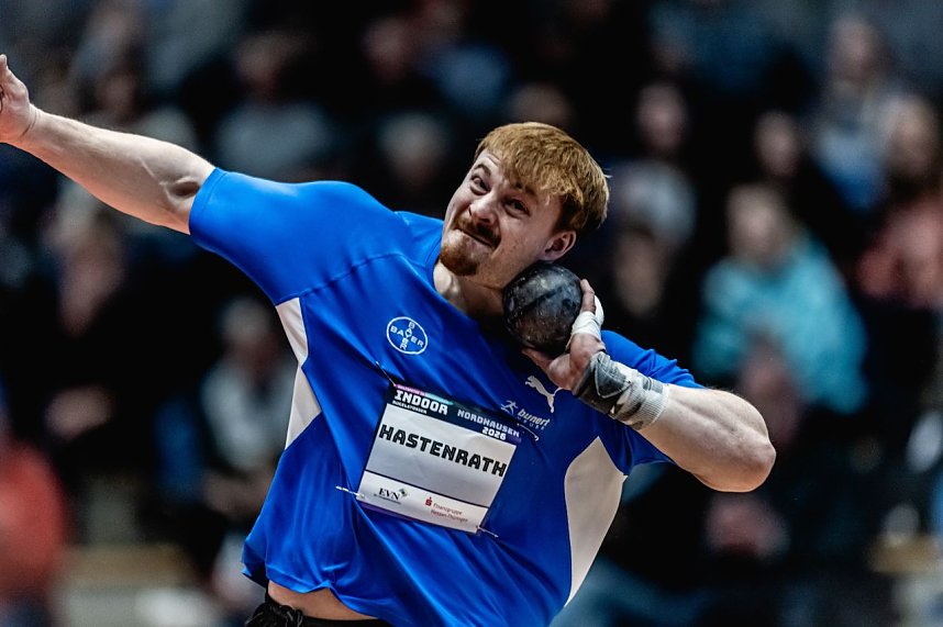 Der M&auml;nnerwettkampf beim 17. Kugelsto&szlig;-Indoor.